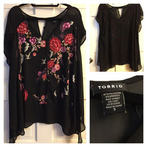 Torrid Black with white cranes, cherry blossoms